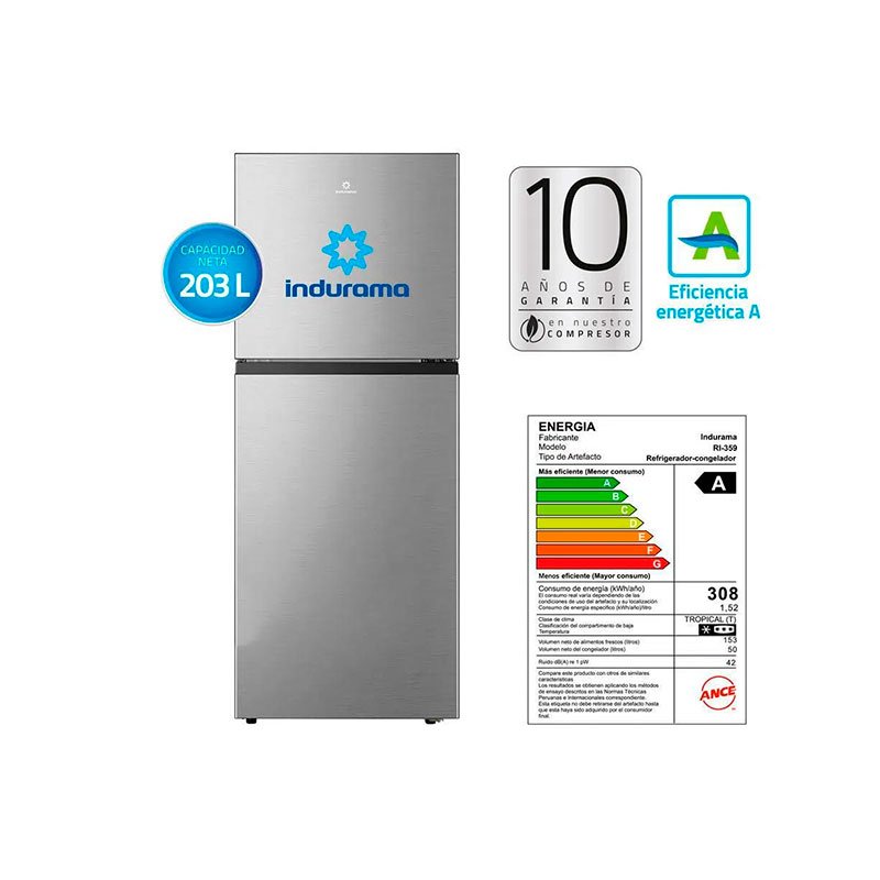 REFRIGERADORA INDURAMA 203 LT RI-359 TOP FREEZER