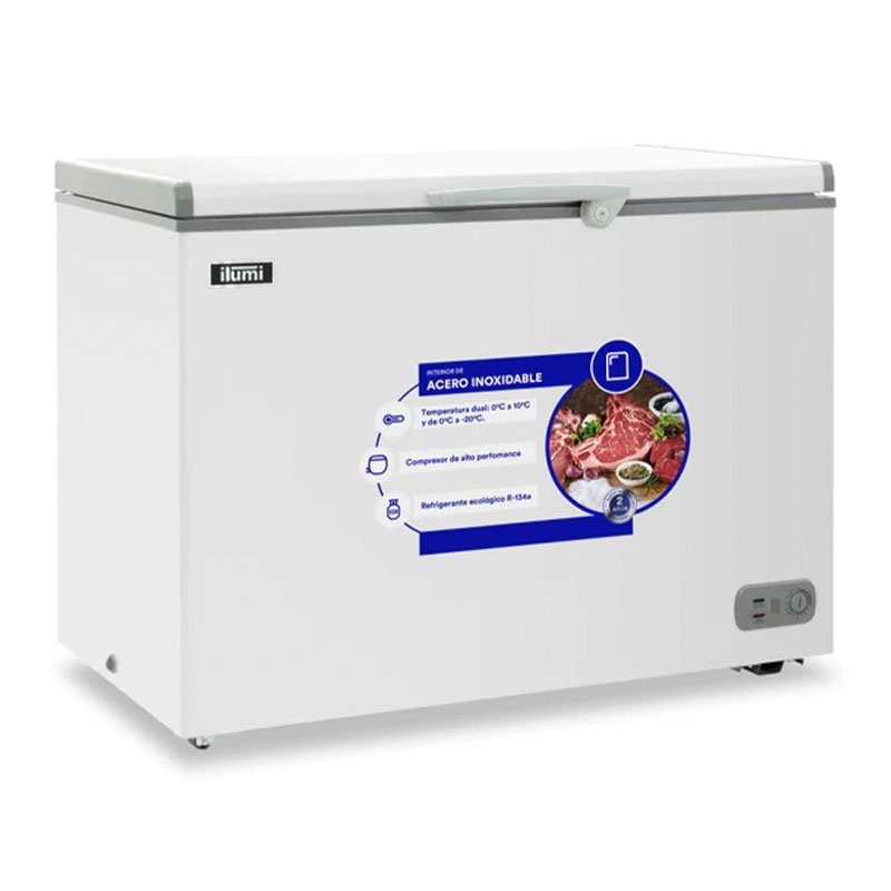 Congelador con tina de Acero Inoxidable de 340 litros Ilumi TFI-3400WH