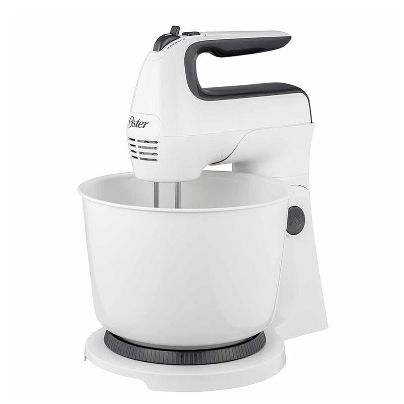 Batidora de mano y pedestal Oster blanca con acción giratoria única FPSTHS3610