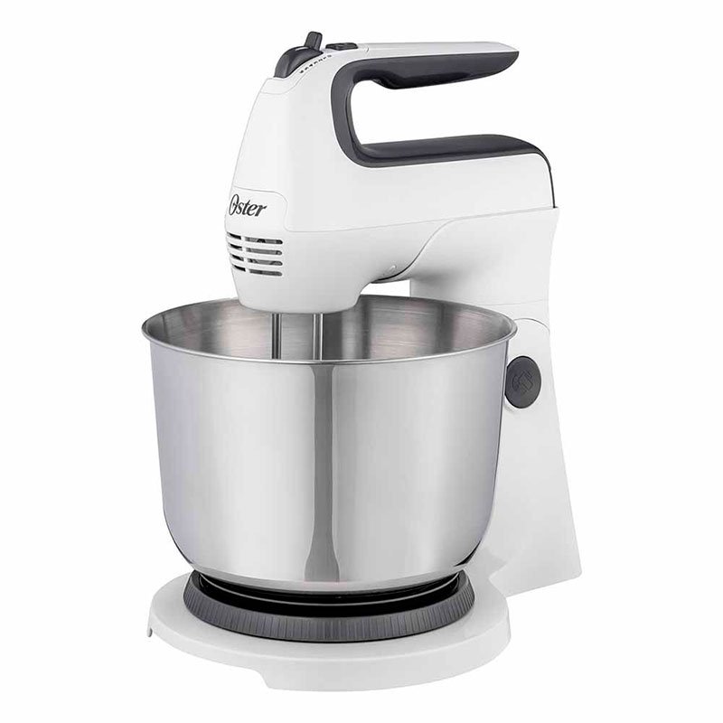 Batidora de mano y pedestal Oster blanca con acción giratoria única FPSTHS3612